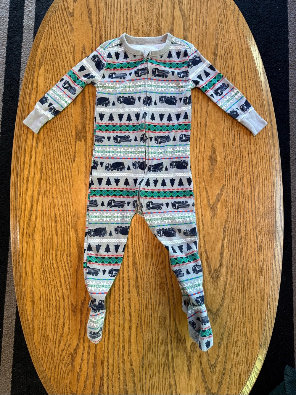 Old Navy Gray Holiday Truck Print Footed One-Piece